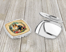 Load image into Gallery viewer, Sheltie and Flowers Compact Mirror – Stylish Purse Mirror with Artistic Covers