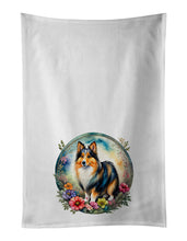 Load image into Gallery viewer, Sheltie and Flowers Kitchen Towel Set of 2