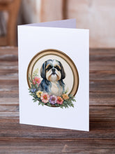 Load image into Gallery viewer, Shih Tzu and Flowers Greeting Cards -  Blank Note Cards – 8-Pack of Artist-Designed Cards with Envelopes