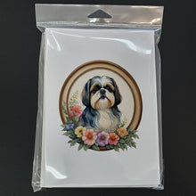 Load image into Gallery viewer, Shih Tzu and Flowers Greeting Cards -  Blank Note Cards – 8-Pack of Artist-Designed Cards with Envelopes