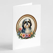Load image into Gallery viewer, Shih Tzu and Flowers Greeting Cards -  Blank Note Cards – 8-Pack of Artist-Designed Cards with Envelopes