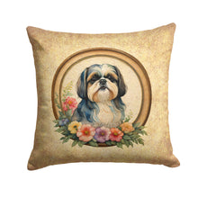 Load image into Gallery viewer, Shih Tzu and Flowers Fabric Decorative Pillow