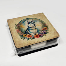 Load image into Gallery viewer, Siberian Husky and Flowers PU Leather Note Paper Holder