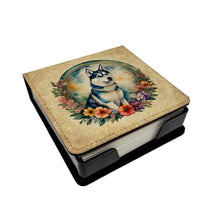Load image into Gallery viewer, Siberian Husky and Flowers PU Leather Note Paper Holder