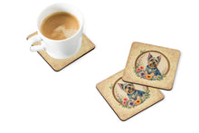 Load image into Gallery viewer, Silky Terrier and Flowers Coasters - Set of 4 Lightweight Foam, Absorbent Drink Coasters