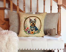 Load image into Gallery viewer, Silky Terrier and Flowers Throw Pillow - 14x14 Decorative Pillow – Art for Your Home &amp; Patio