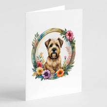 Load image into Gallery viewer, Wheaten Terrier and Flowers Greeting Cards -  Blank Note Cards – 8-Pack of Artist-Designed Cards with Envelopes