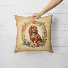 Load image into Gallery viewer, Sussex Spaniel and Flowers Fabric Decorative Pillow