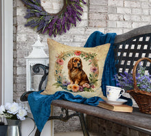 Load image into Gallery viewer, Sussex Spaniel and Flowers Fabric Decorative Pillow