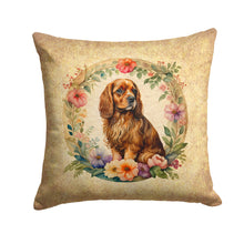 Load image into Gallery viewer, Sussex Spaniel and Flowers Fabric Decorative Pillow