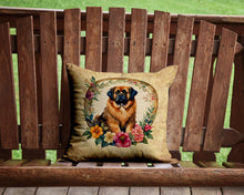 Load image into Gallery viewer, Tibetan Mastiff and Flowers Throw Pillow - 14x14 Decorative Pillow – Art for Your Home &amp; Patio