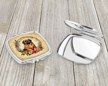 Load image into Gallery viewer, Tibetan Mastiff and Flowers Compact Mirror – Stylish Purse Mirror with Artistic Covers