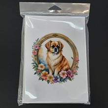 Load image into Gallery viewer, Tibetan Spaniel and Flowers Greeting Cards -  Blank Note Cards – 8-Pack of Artist-Designed Cards with Envelopes
