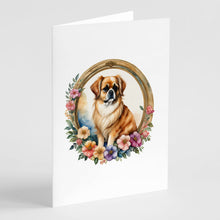 Load image into Gallery viewer, Tibetan Spaniel and Flowers Greeting Cards -  Blank Note Cards – 8-Pack of Artist-Designed Cards with Envelopes