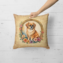 Load image into Gallery viewer, Tibetan Spaniel and Flowers Fabric Decorative Pillow