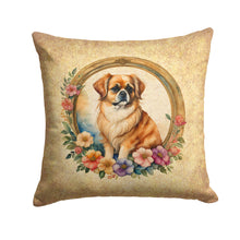 Load image into Gallery viewer, Tibetan Spaniel and Flowers Fabric Decorative Pillow