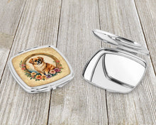 Load image into Gallery viewer, Tibetan Spaniel and Flowers Compact Mirror – Stylish Purse Mirror with Artistic Covers