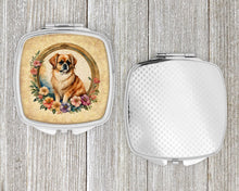 Load image into Gallery viewer, Tibetan Spaniel and Flowers Compact Mirror – Stylish Purse Mirror with Artistic Covers