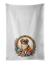 Load image into Gallery viewer, Tibetan Spaniel and Flowers Kitchen Towel Set of 2