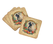 Load image into Gallery viewer, Weimaraner and Flowers Coasters - Set of 4 Lightweight Foam, Absorbent Drink Coasters
