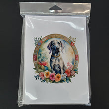 Load image into Gallery viewer, Weimaraner and Flowers Greeting Cards -  Blank Note Cards – 8-Pack of Artist-Designed Cards with Envelopes