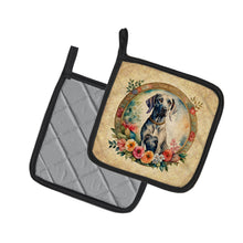 Load image into Gallery viewer, Weimaraner and Flowers Pot Holders - Set of 2 Decorative Kitchen Helpers | Made in the USA