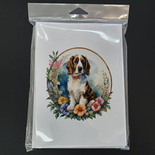 Load image into Gallery viewer, Welsh Springer Spaniel and Flowers Greeting Cards -  Blank Note Cards – 8-Pack of Artist-Designed Cards with Envelopes