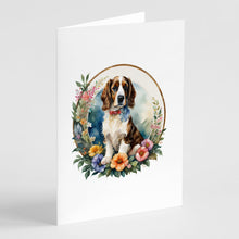 Load image into Gallery viewer, Welsh Springer Spaniel and Flowers Greeting Cards -  Blank Note Cards – 8-Pack of Artist-Designed Cards with Envelopes