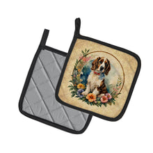 Load image into Gallery viewer, Welsh Springer Spaniel and Flowers Pot Holders - Set of 2 Decorative Kitchen Helpers | Made in the USA