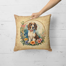 Load image into Gallery viewer, Welsh Springer Spaniel and Flowers Fabric Decorative Pillow