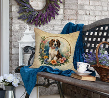 Load image into Gallery viewer, Welsh Springer Spaniel and Flowers Fabric Decorative Pillow