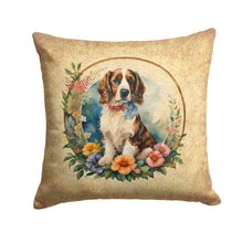 Load image into Gallery viewer, Welsh Springer Spaniel and Flowers Fabric Decorative Pillow
