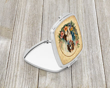 Load image into Gallery viewer, Welsh Springer Spaniel and Flowers Compact Mirror – Stylish Purse Mirror with Artistic Covers