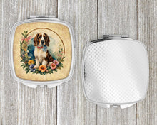 Load image into Gallery viewer, Welsh Springer Spaniel and Flowers Compact Mirror – Stylish Purse Mirror with Artistic Covers