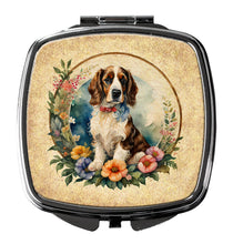 Load image into Gallery viewer, Welsh Springer Spaniel and Flowers Compact Mirror – Stylish Purse Mirror with Artistic Covers