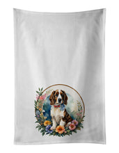 Load image into Gallery viewer, Welsh Springer Spaniel and Flowers Kitchen Towel Set of 2