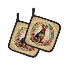 Load image into Gallery viewer, Welsh Terrier and Flowers Pot Holders - Set of 2 Decorative Kitchen Helpers | Made in the USA