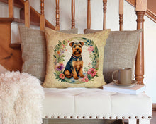 Load image into Gallery viewer, Welsh Terrier and Flowers Throw Pillow - 14x14 Decorative Pillow – Art for Your Home &amp; Patio