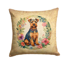 Load image into Gallery viewer, Welsh Terrier and Flowers Throw Pillow - 14x14 Decorative Pillow – Art for Your Home &amp; Patio