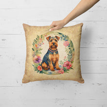 Load image into Gallery viewer, Welsh Terrier and Flowers Fabric Decorative Pillow