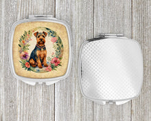Load image into Gallery viewer, Welsh Terrier and Flowers Compact Mirror – Stylish Purse Mirror with Artistic Covers