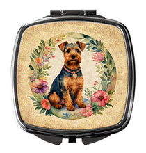 Load image into Gallery viewer, Welsh Terrier and Flowers Compact Mirror – Stylish Purse Mirror with Artistic Covers