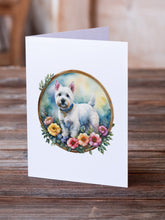 Load image into Gallery viewer, Westie and Flowers Greeting Cards -  Blank Note Cards – 8-Pack of Artist-Designed Cards with Envelopes