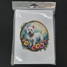 Load image into Gallery viewer, Westie and Flowers Greeting Cards -  Blank Note Cards – 8-Pack of Artist-Designed Cards with Envelopes