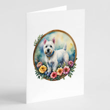 Load image into Gallery viewer, Westie and Flowers Greeting Cards -  Blank Note Cards – 8-Pack of Artist-Designed Cards with Envelopes