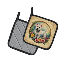 Load image into Gallery viewer, Westie and Flowers Pot Holders - Set of 2 Decorative Kitchen Helpers | Made in the USA