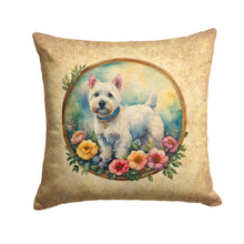 Load image into Gallery viewer, Westie and Flowers Fabric Decorative Pillow