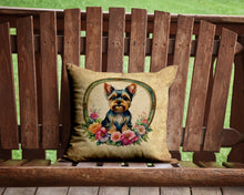 Load image into Gallery viewer, Yorkshire Terrier and Flowers Throw Pillow - 14x14 Decorative Pillow – Art for Your Home &amp; Patio