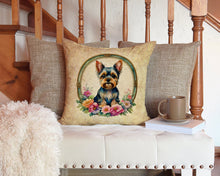 Load image into Gallery viewer, Yorkshire Terrier and Flowers Throw Pillow - 14x14 Decorative Pillow – Art for Your Home &amp; Patio