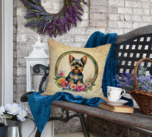 Load image into Gallery viewer, Yorkshire Terrier and Flowers Fabric Decorative Pillow